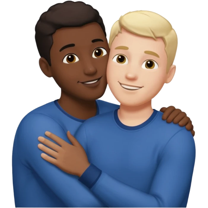 White adult male kissing black adult male emoji