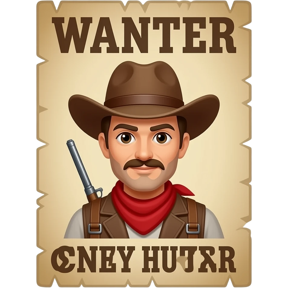 Wanted Cowboy hunter Poster emoji