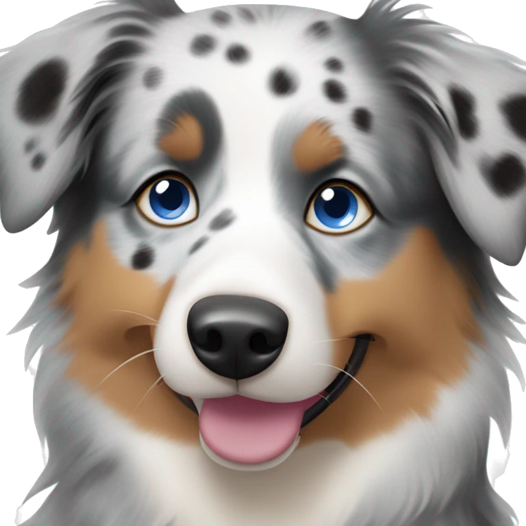 Australian shepherd dog face that is grey with small black speckles and blue eyes emoji