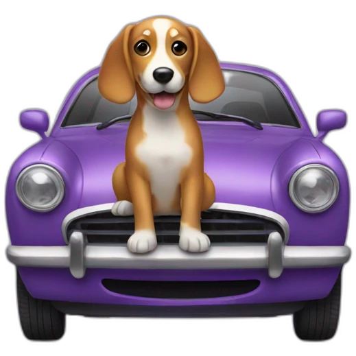 A with dog with a purple car emoji