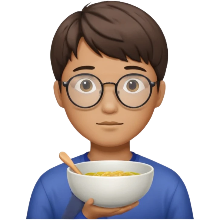 Korean man, round glasses, bowl haircut emoji
