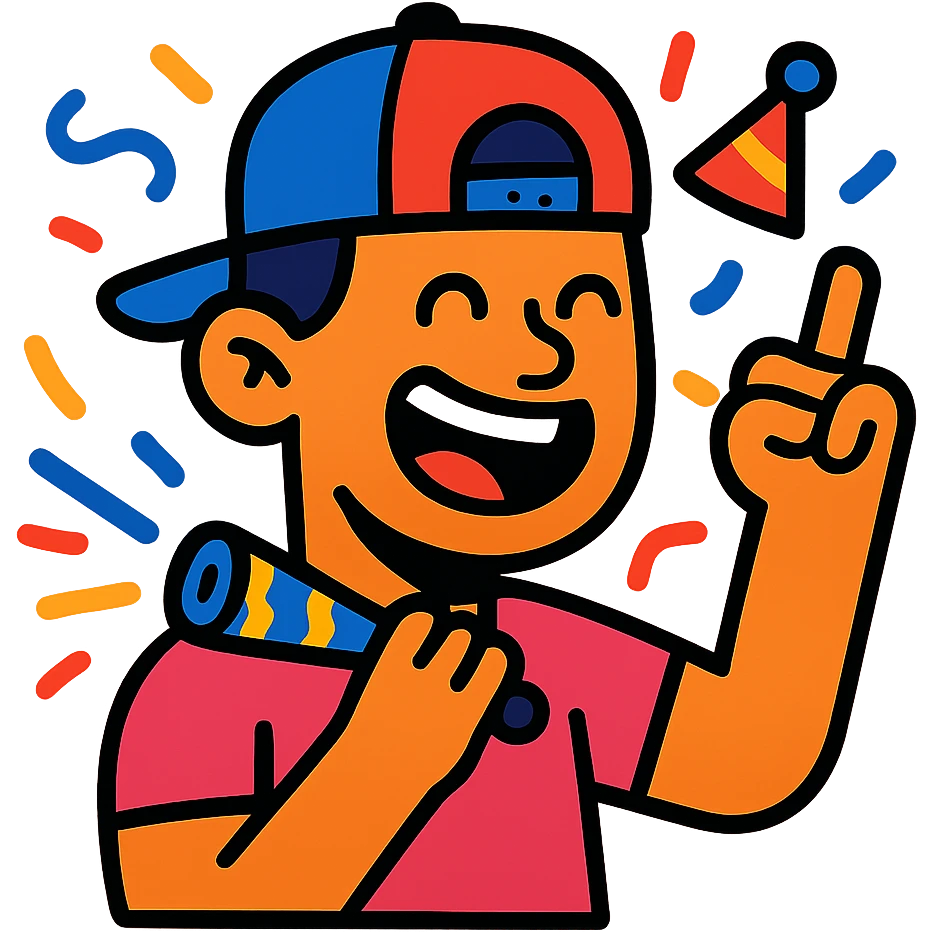 party guy with a snapback hat emoji