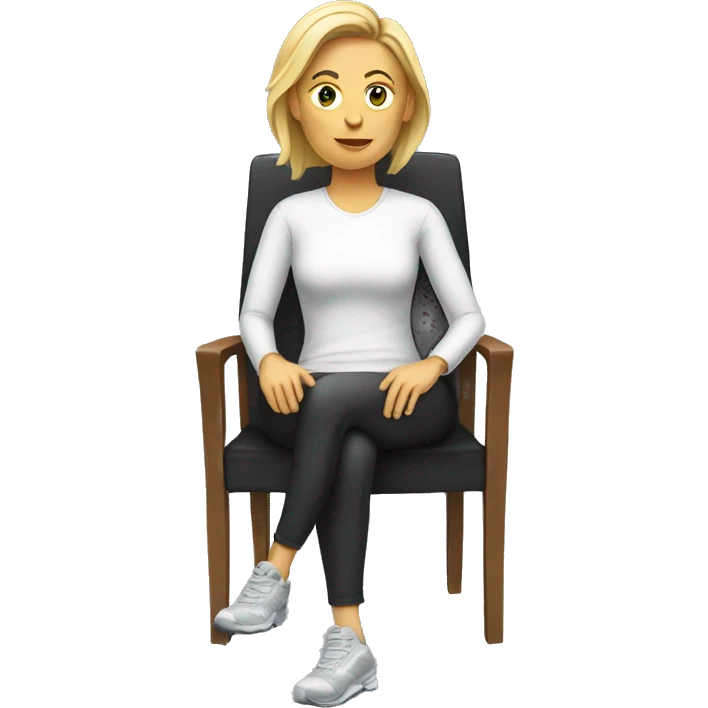 white woman in sport sitting down on a chair  emoji