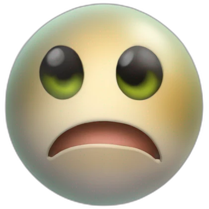 3d sphere with a cartoon Cod skin texture with big thoughtful eyes emoji