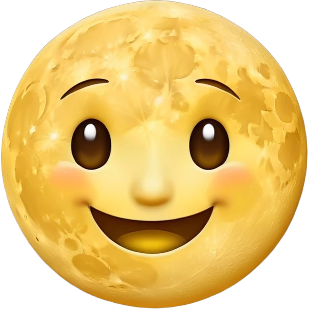 A smiling moon emoji rolling its eyes emoji