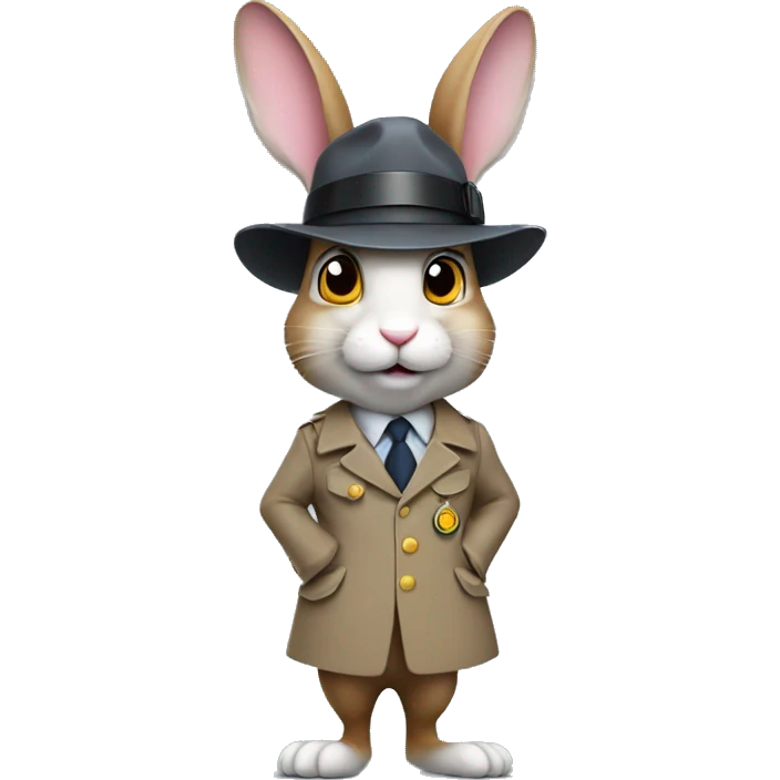Rabbit dressed as inspector gadget emoji