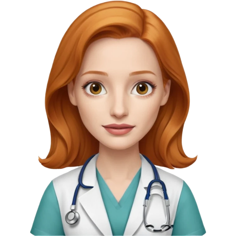 Jessica Chastain, as a dcotor emoji