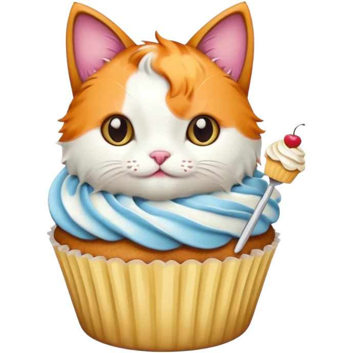 cat holding a cupcake emoji
