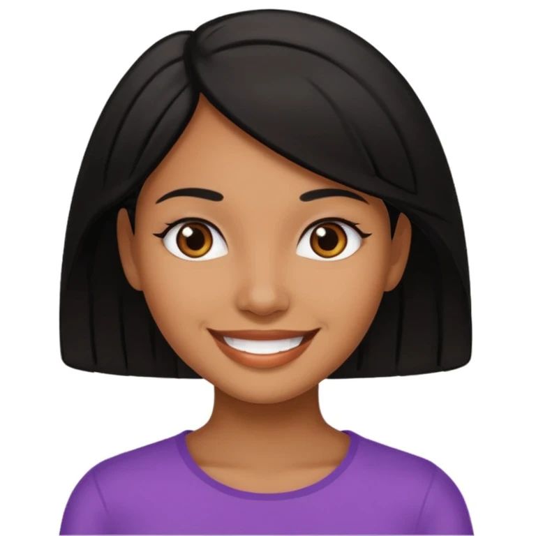joven morena, cabello negro emoji