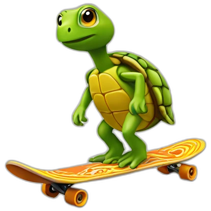 Turte riding a scateboard emoji