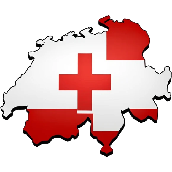 Swiss flag design, but in the shape of the outline / silhouette of the Switzerland map emoji
