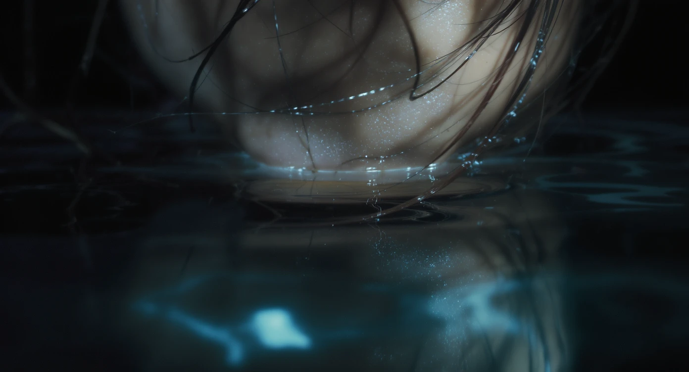 Extreme Closeup photo of a beautifull woman, water light reflection on face, low key light, cinematic light, 8K, very detailed, sharp emoji