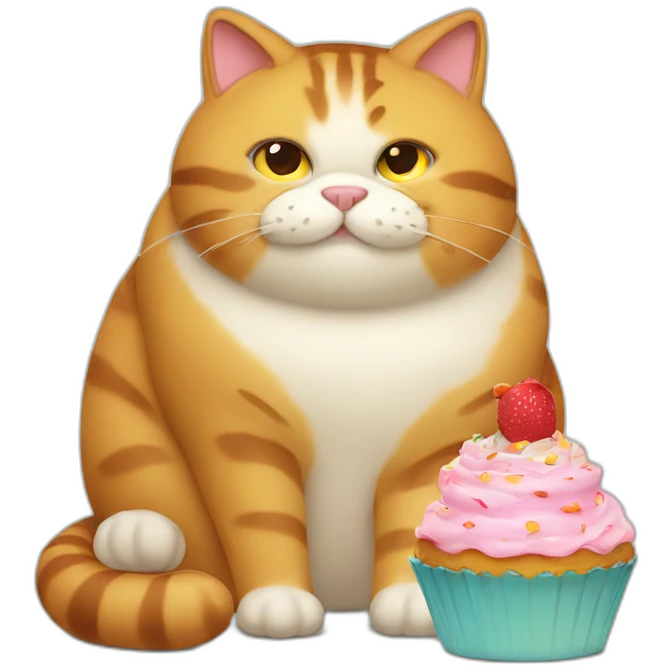 Fat cat eating cake emoji