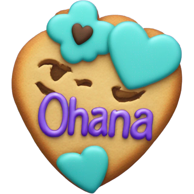 Teal purple Cookie heart with ohana emoji