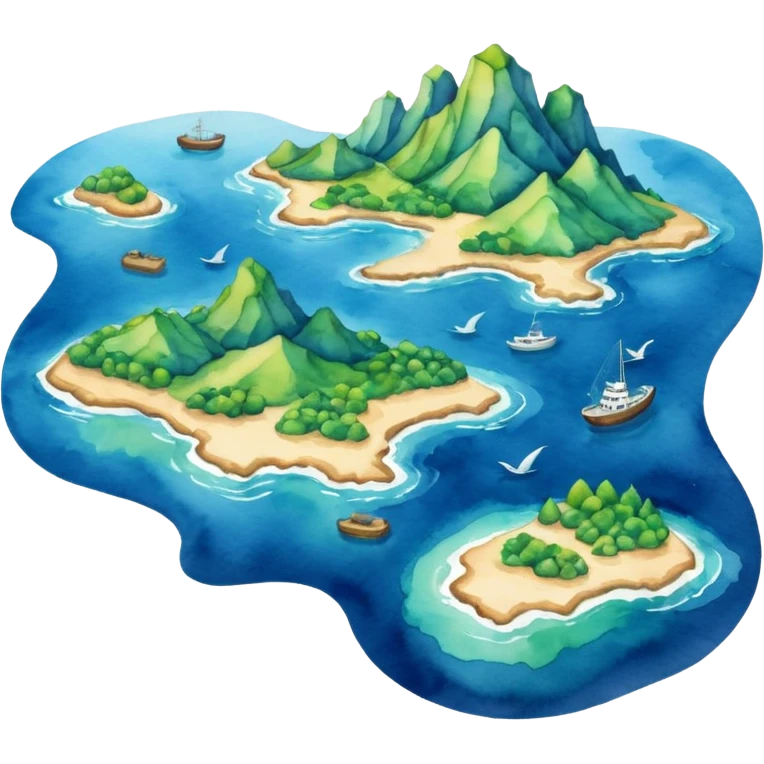 modern sea map with islands emoji
