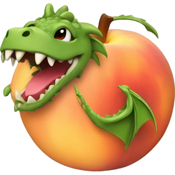 Dragon crawling out of a peach emoji