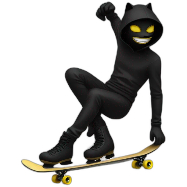 chat noir qui fait du skate emoji