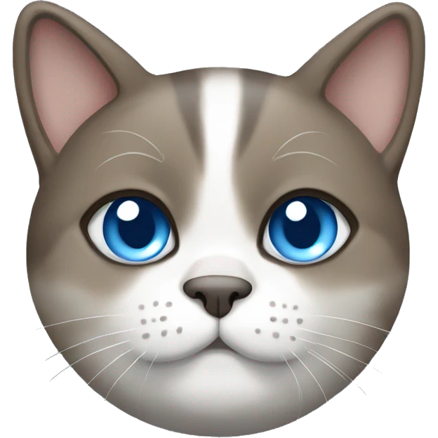 chubby blue-eyed brown grey white cat emoji