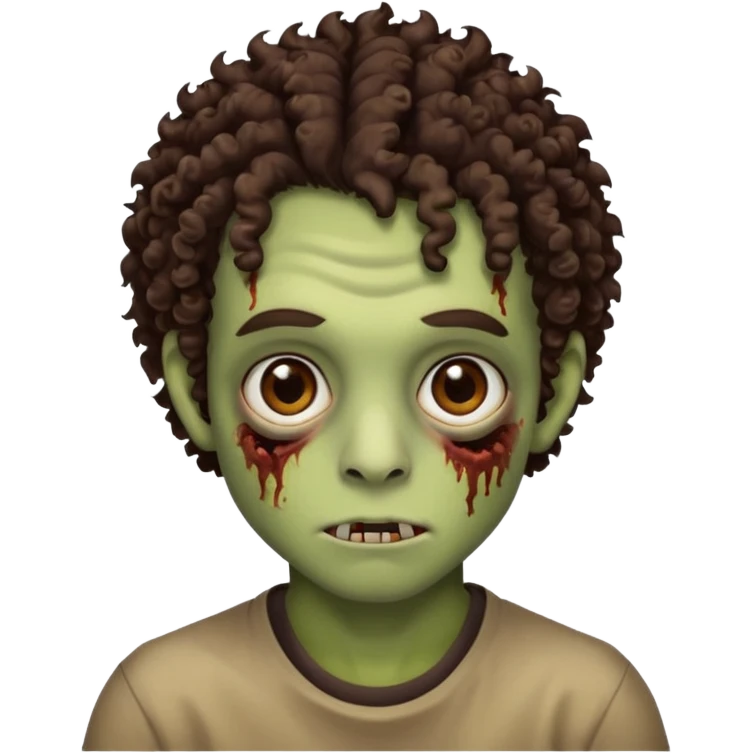 это должен быть юноша, глаза цвета хамелион, но более коричневые, выглядит как зомби и еще кудрявые волосы темно коричневого цвета emoji