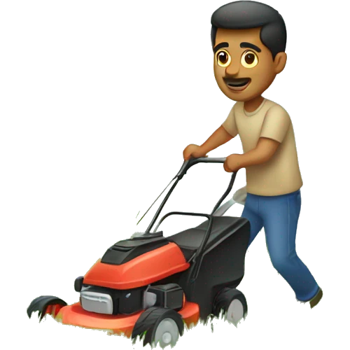 Hispanic man mowing grass emoji