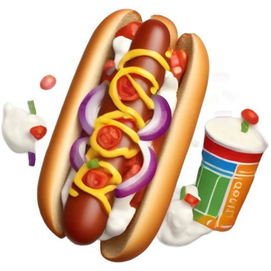 Hotdog eating yogurt emoji