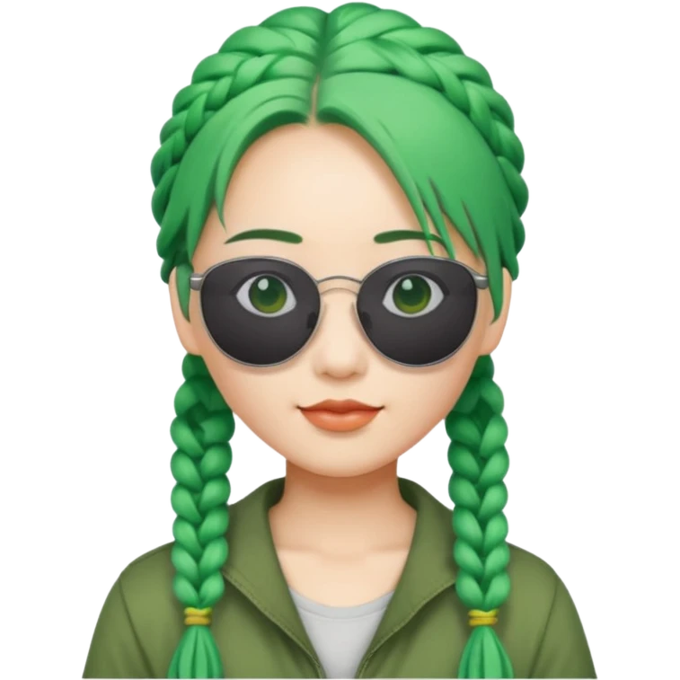 chinese green haired tourist with braids emoji