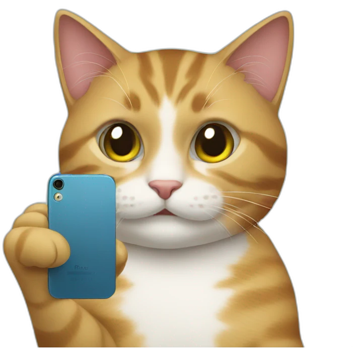 Cat holding a iPhone  emoji