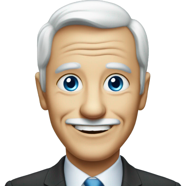 smiling old man in suit same picture with blue eyes emoji