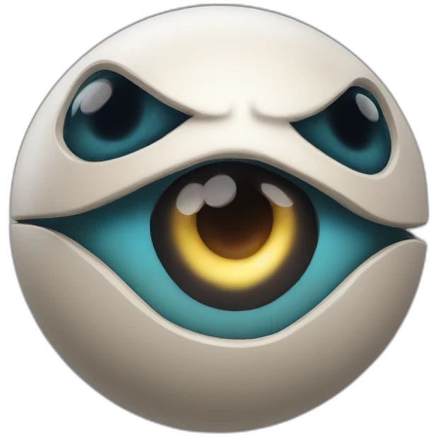 3d sphere with a cartoon Ravager skin texture with big feminine eyes emoji