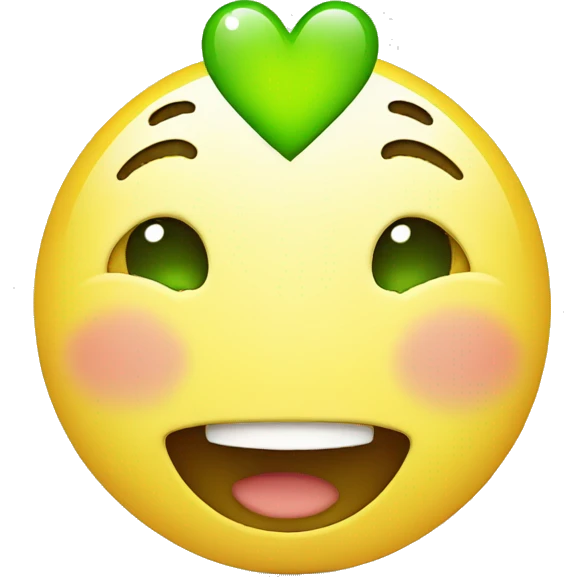 happiness face with green heart emoji