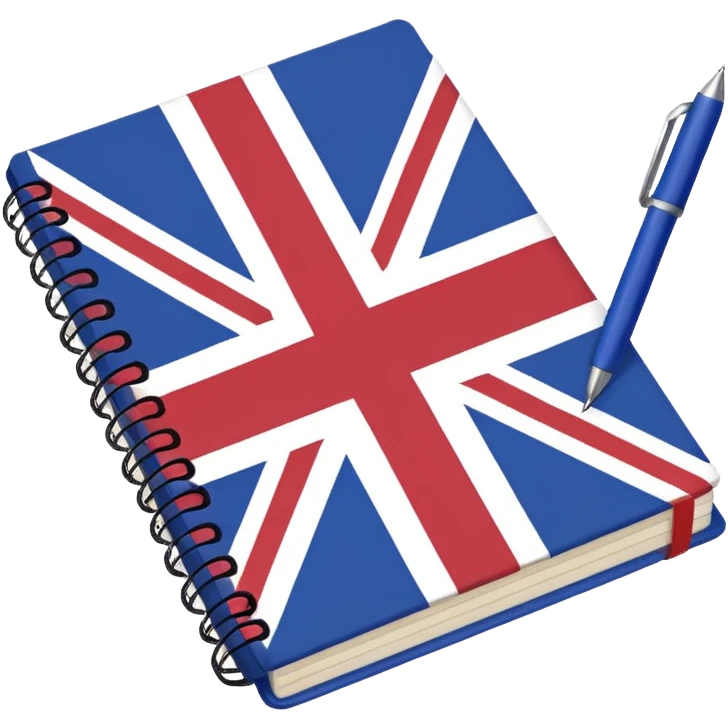 open notebook with UK flag on the page emoji