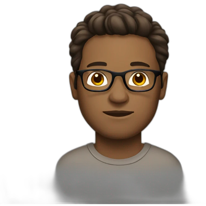 Whute man with glasses and Brown hair emoji