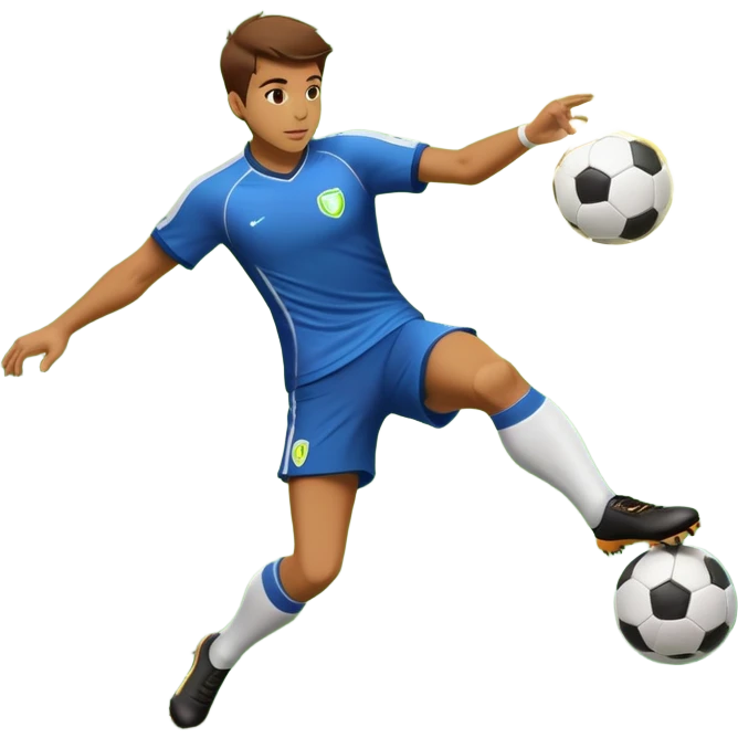 soccer player kicking a ball with a laser beam shooting across the scene emoji