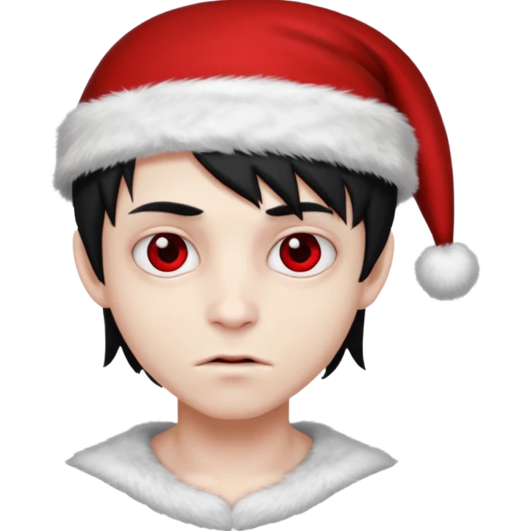 pale emo vampire boy with Christmas hat emoji
