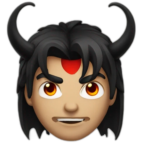 Lucifer with black hair and red eyes emoji