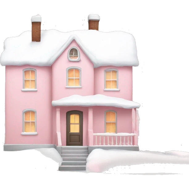 Light pink house with snow emoji