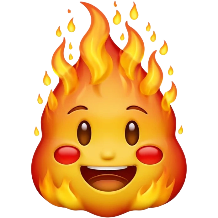Generate an emoji that is simultaneously grinning nervously, crying, and melting while on fire.  emoji