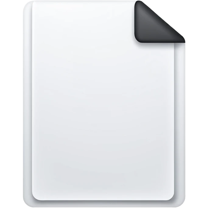 Clean white icon of a  empty document with light outlines, minimalist vector style, transparent background. emoji