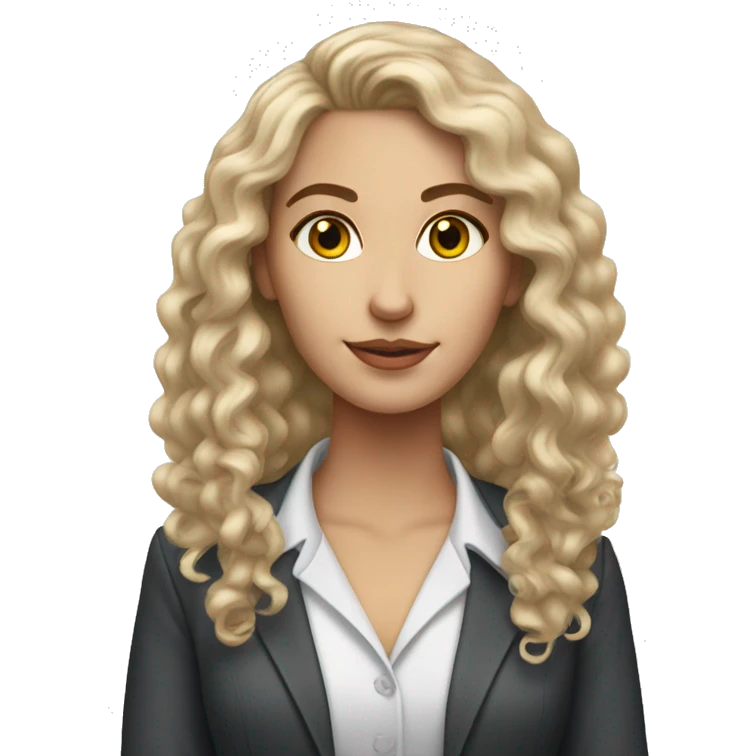 white girl with long semi curly hair with hoop earrings in a corporate attire emoji