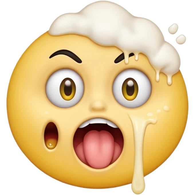 A yellow circle with eyes rolled back and mouth open, puking white foam emoji