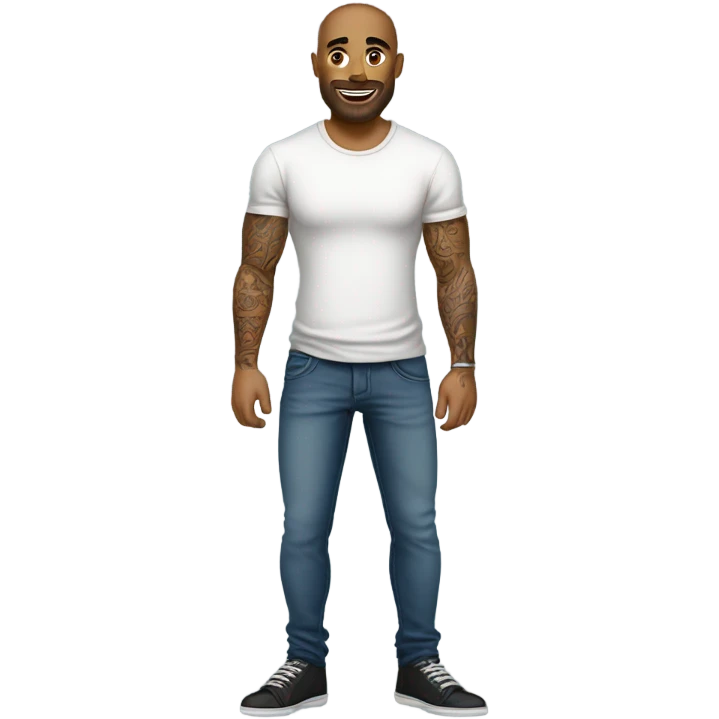 Hyper Realistic handsome tattooed man wearing jeans and tshirt emoji