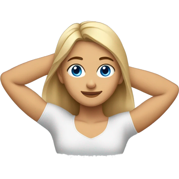 Dark blonde girl with blue eyes and tanned skin doing side stretches  emoji