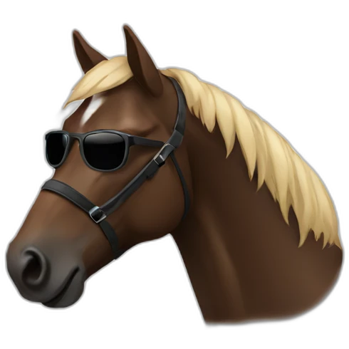 Dark brown Horse with sunglasses no white  emoji