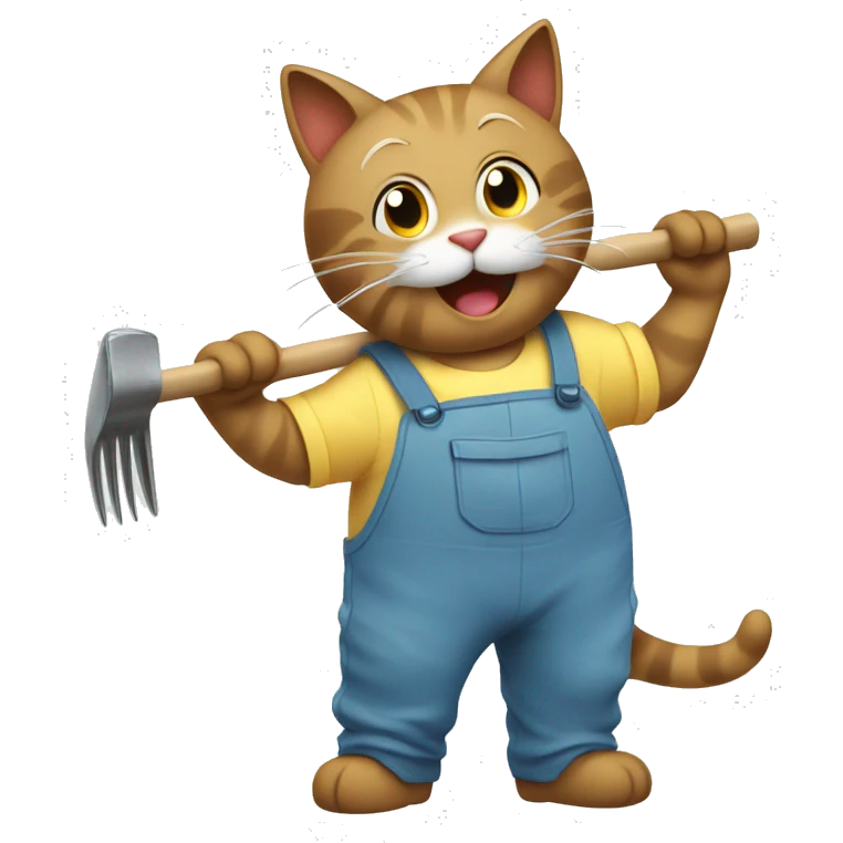 happy cats doing yardwork emoji