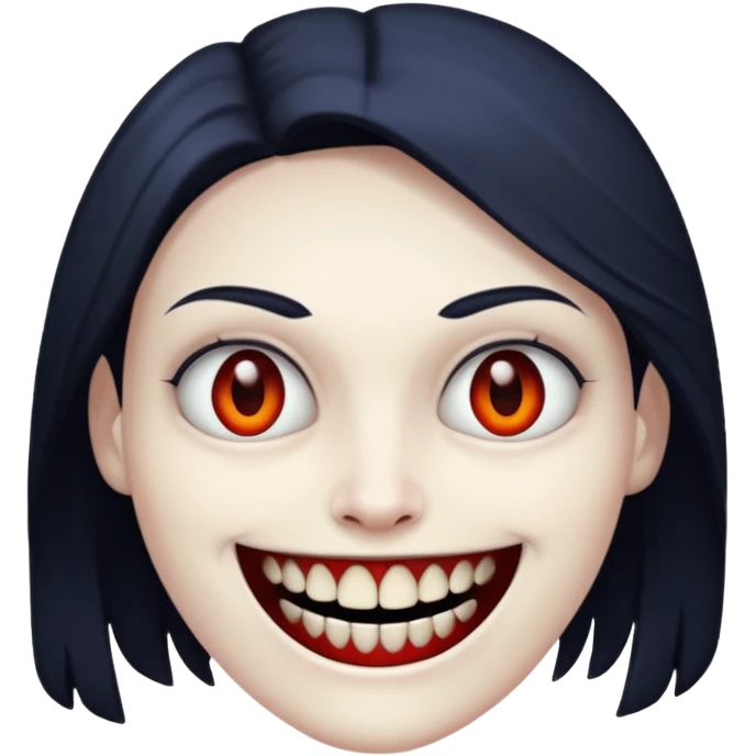 A emoji in which there is a deadly smile like toji from jujutsu kaisen and he is looking towards me scary way emoji