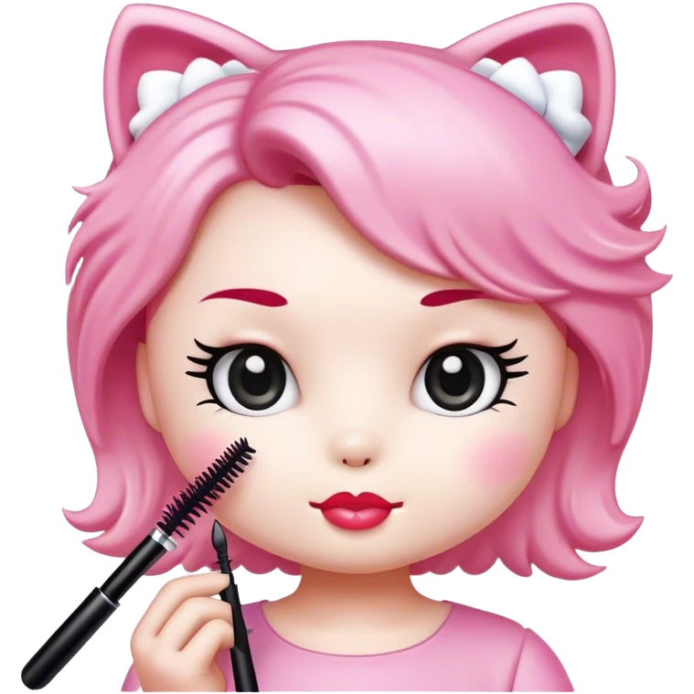  hello Kitty SANRIO holding an eyelash mascara spoolie emoji