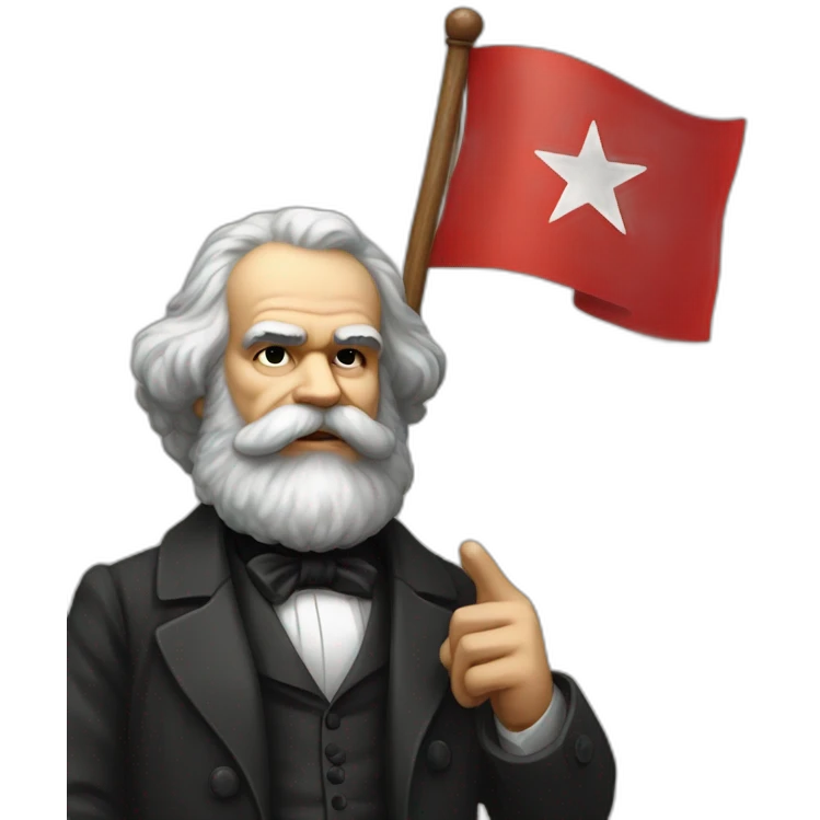 Karl Marx holding a flag in his Hand with a red Star  emoji