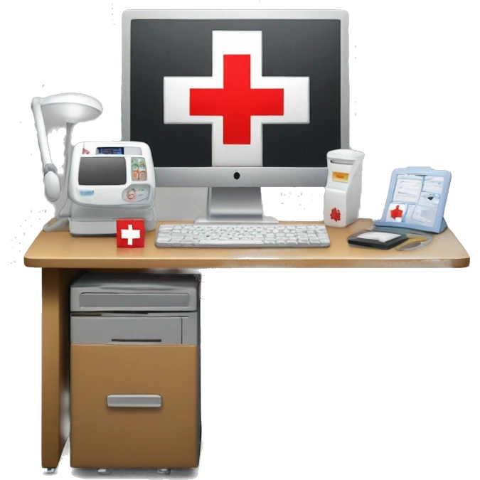 NURSE OFFICE DESK WITH AMERICAN RED CROSS & STETHASCOPE emoji