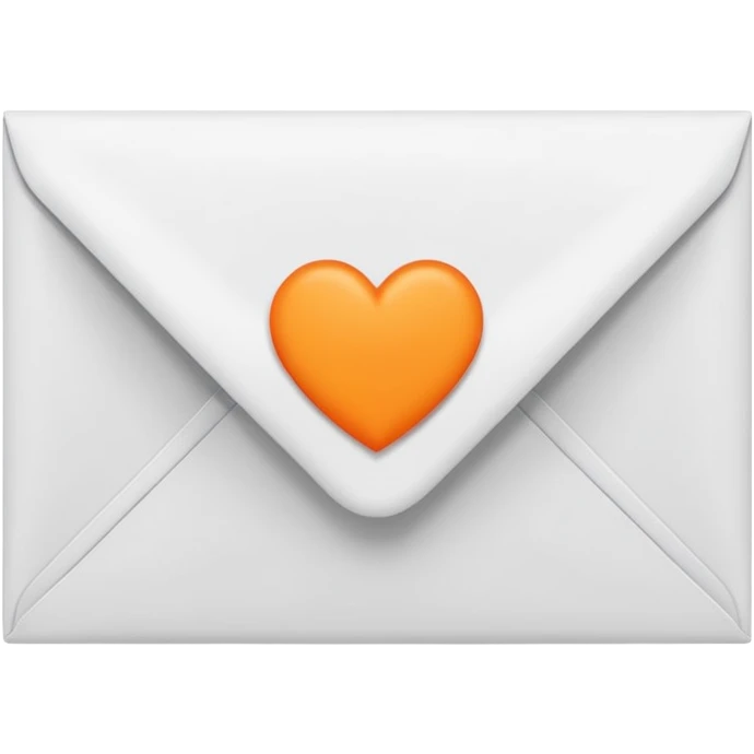 white envelop with small orange heart inside emoji