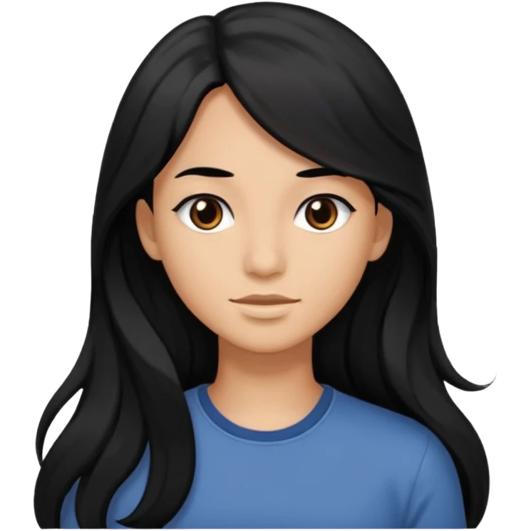 Long black hair little wave black eyes brown but not that much brown skin  emoji
